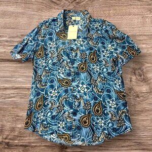 Mens Frilivin Paris Fit Button-Up Short-Sleeve Shirt Paisley & Floral Print XXL